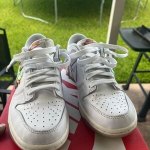 Nike Kids White Sneakers with Colorful Accents